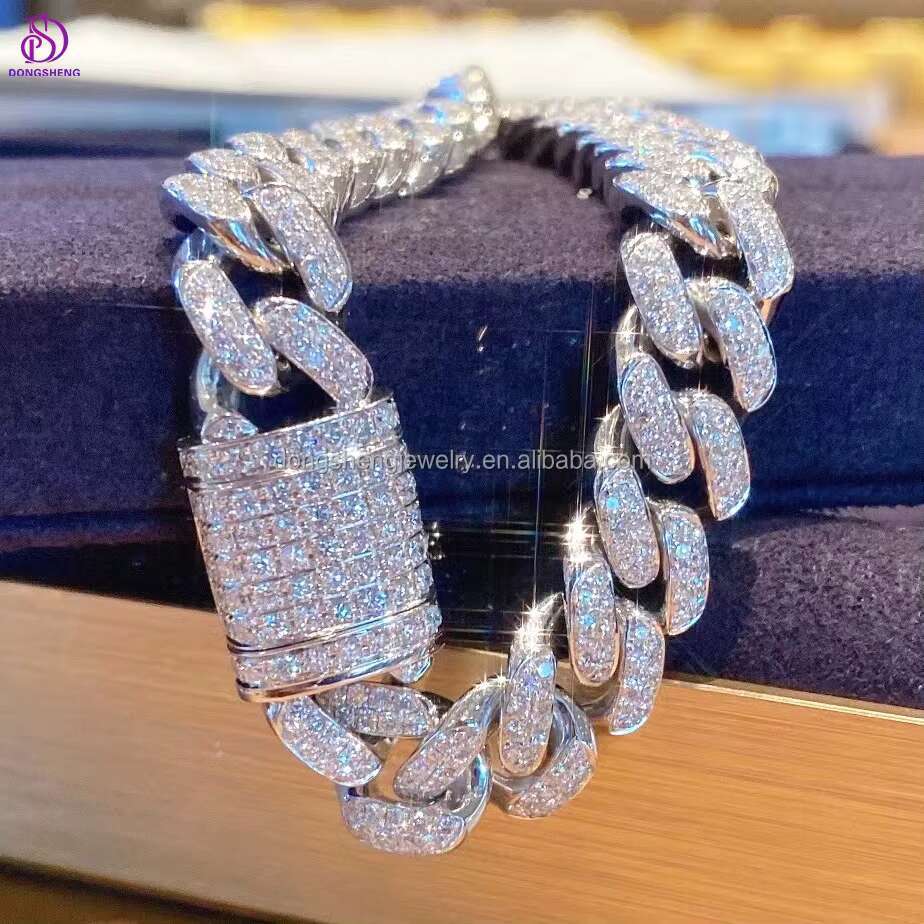 Hip Hop Fashionable 12mm Cuban Link Chain Custom White 925 Silver 14K 18K Jewelry Iced Out Moissanite Cuban Bracelet for Woman