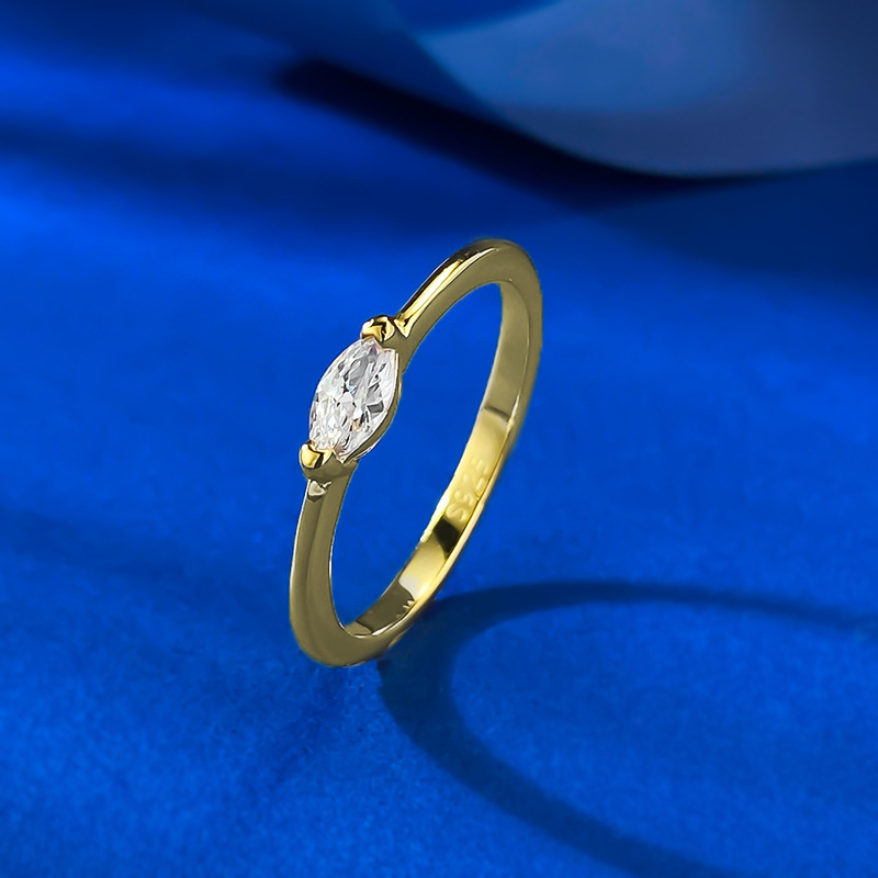 2025 Ins Top Sell Elegant Wedding Rings Luxury Jewelry Real 100% 925 Sterling Silver 18k Gold Marquise Cut Sweet Cute Party Lady Eternity Women Engage