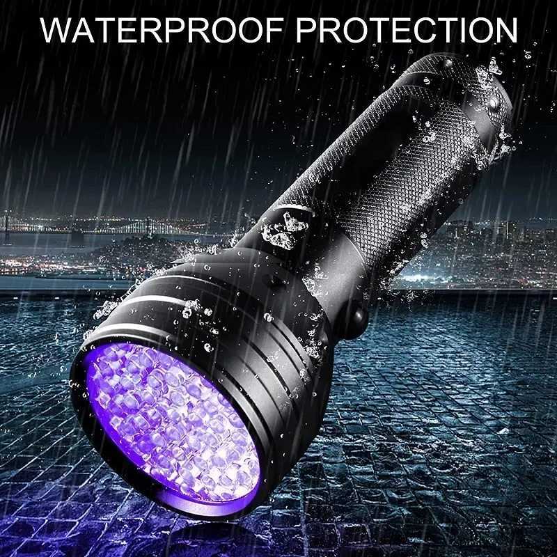 395nm UV Flashlight Black Light Waterproof 51 LED Flashlight Set with AA Battery for Home Hotel Inspection Pet Urine Detector XJ250529
