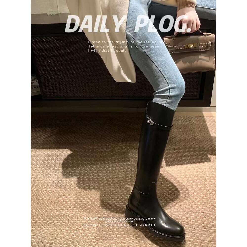 Grape Mom Style Mid-Calf for Women 2023 New Autumn Winter Thick Heel High Riding Boots