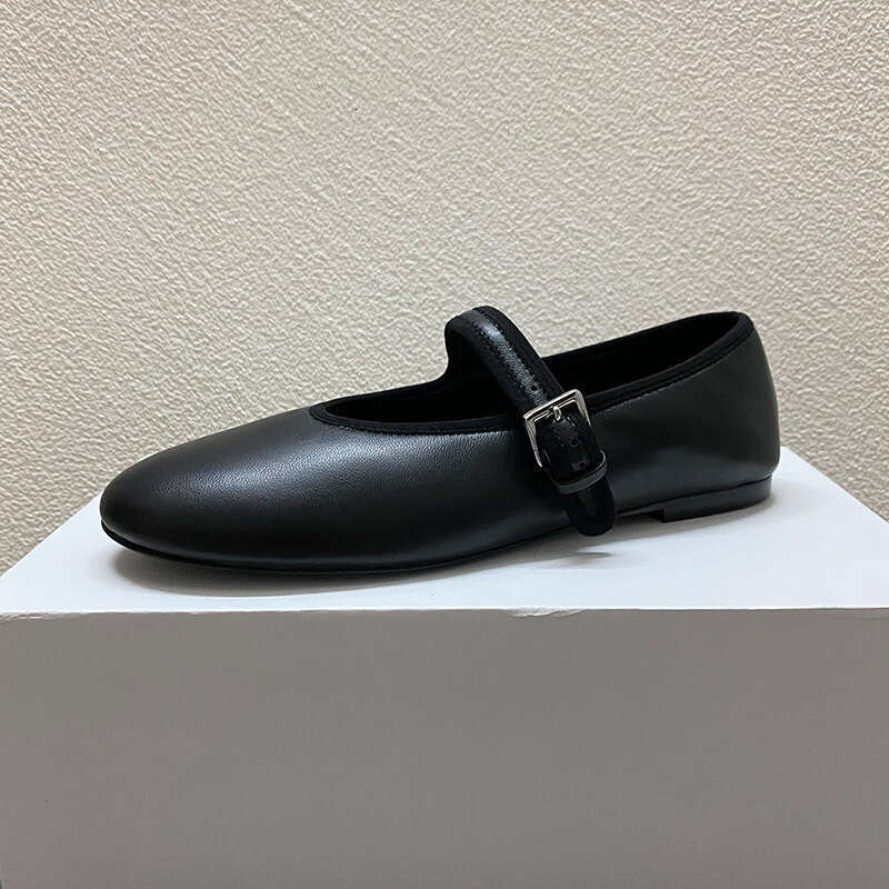 Genuine Leather Shallow Mouth Flat One-Strap Mary Jane for Women Spring Summer Casual Ballet Grandma Shoes
