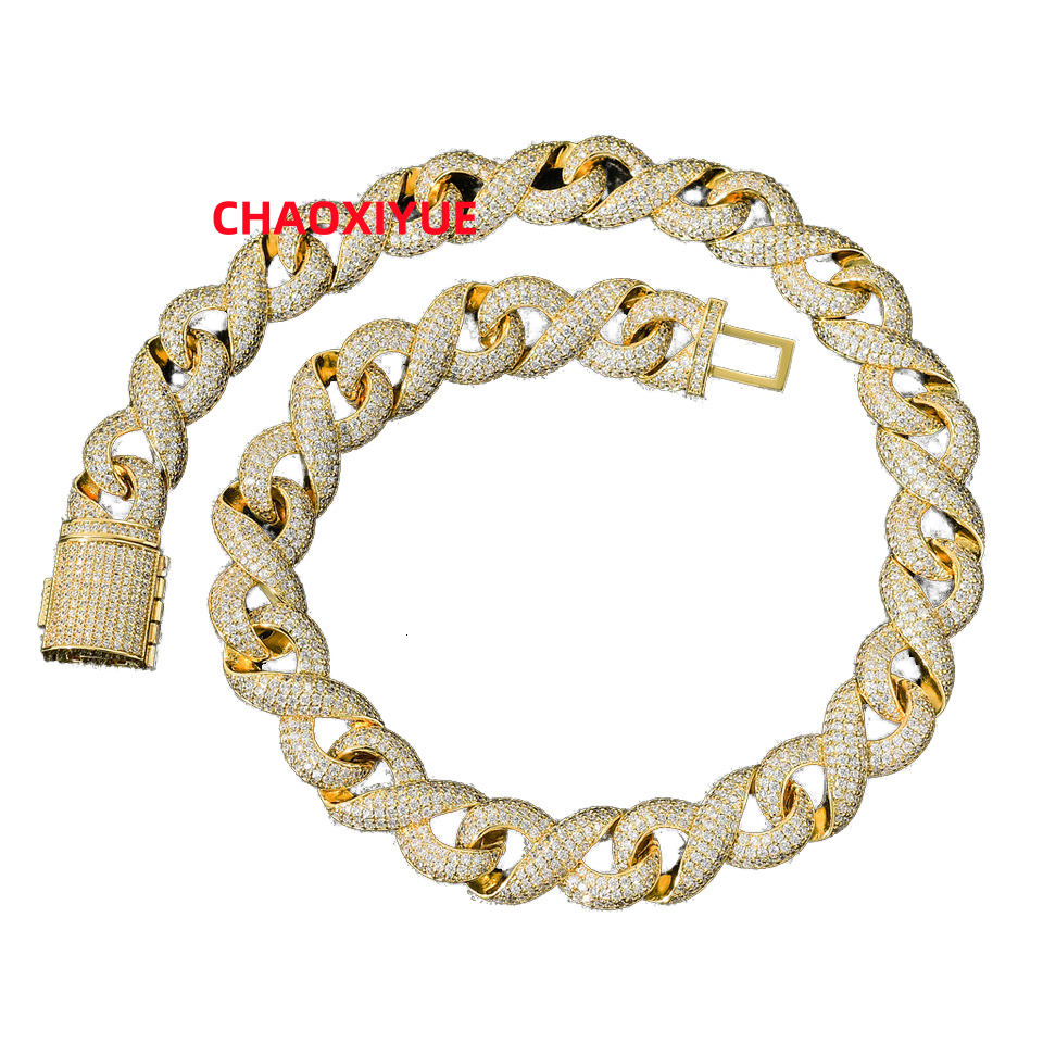 Wholesale Mens Fashion Jewelry Chains Personalized Iced out Hip Hop Cuban Link Gold Plated Brass Mossanite Style with clasp