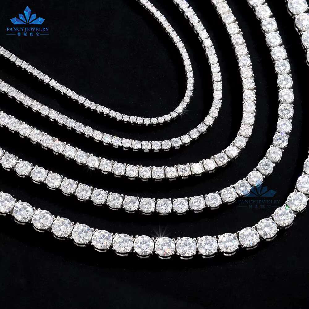 Fine Jewelry Men/Women S925 Silver Chain VVS D Colour Moissanite Tennis Chains Gold Plated Weddings Parties Gifts Engagements
