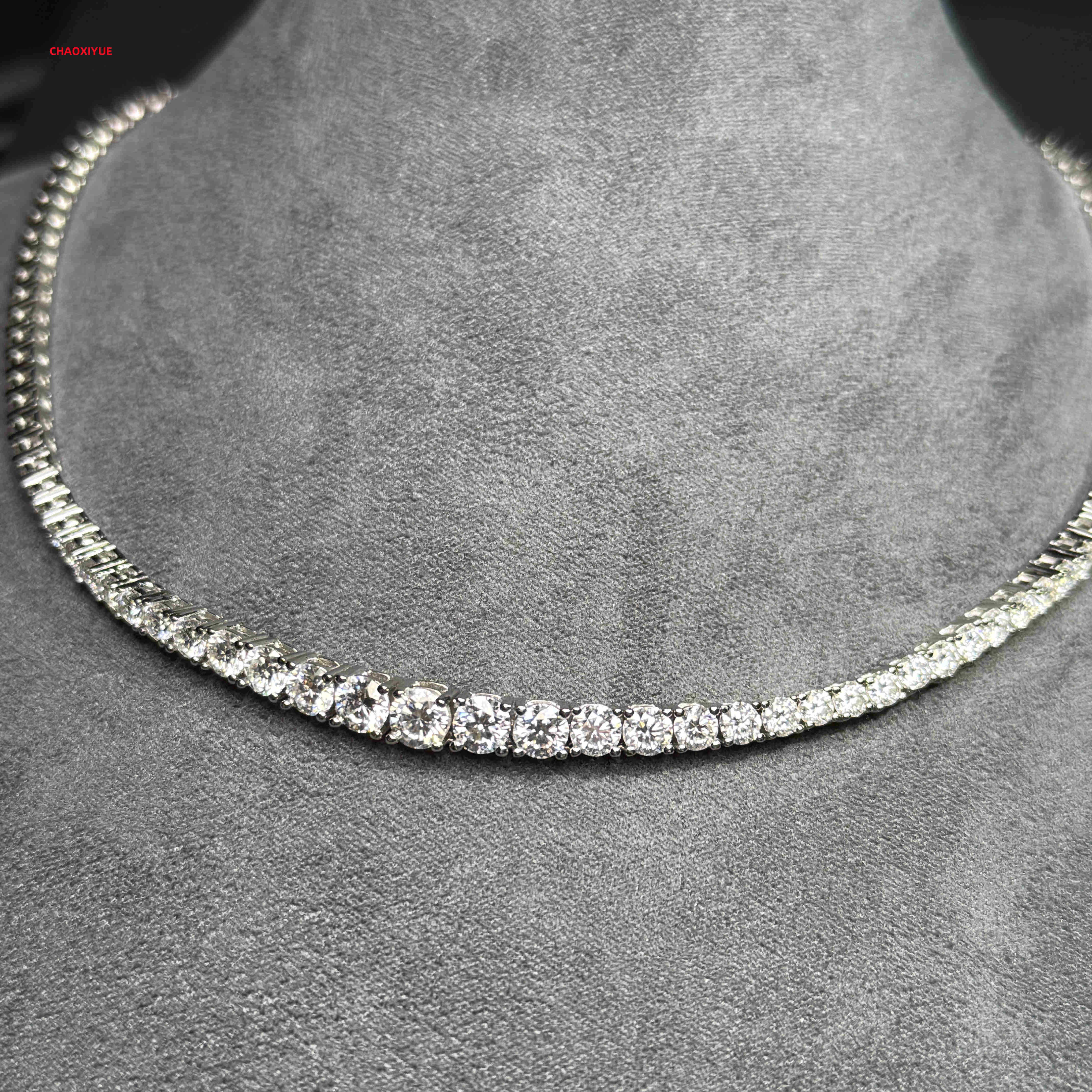 Custom Vvs S925 Silver Moissanite Cluster Iced Out Hip Hop Pendant Hiphop Men Necklace Prong Cuban Link Tennis Moissanite Chain