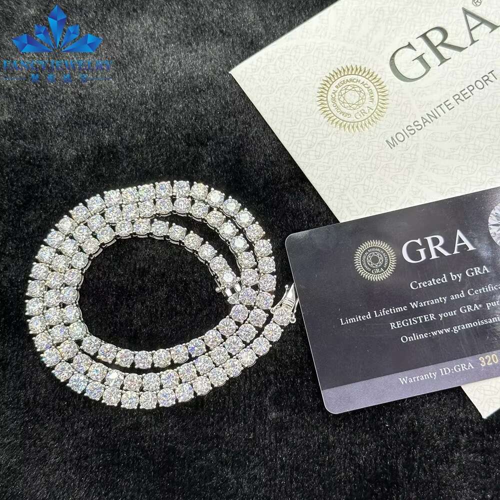 925 Sterling Silver Hip Hop Tennis Chain VVS D Color Fancy Moissanite 2MM-6.5MM Diamond Men Women Wholesale Price High Quality