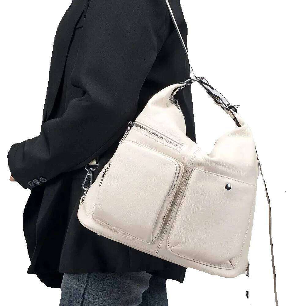 Designer Luxury Designer Luxury Dual-Purpose Genuine Handbag Woman Casual Real Cow Leather Backpack Multifunctional Ladies Cowhide Shoulder Bag