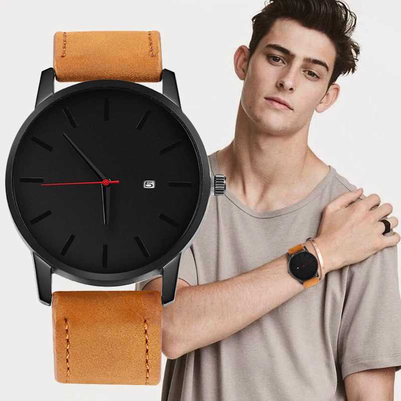 Fashion Large Dial Military Quartz Men Watch Luxury Leather Mens Watch Men Complete Calendar Sport Watches Man Clock W250529