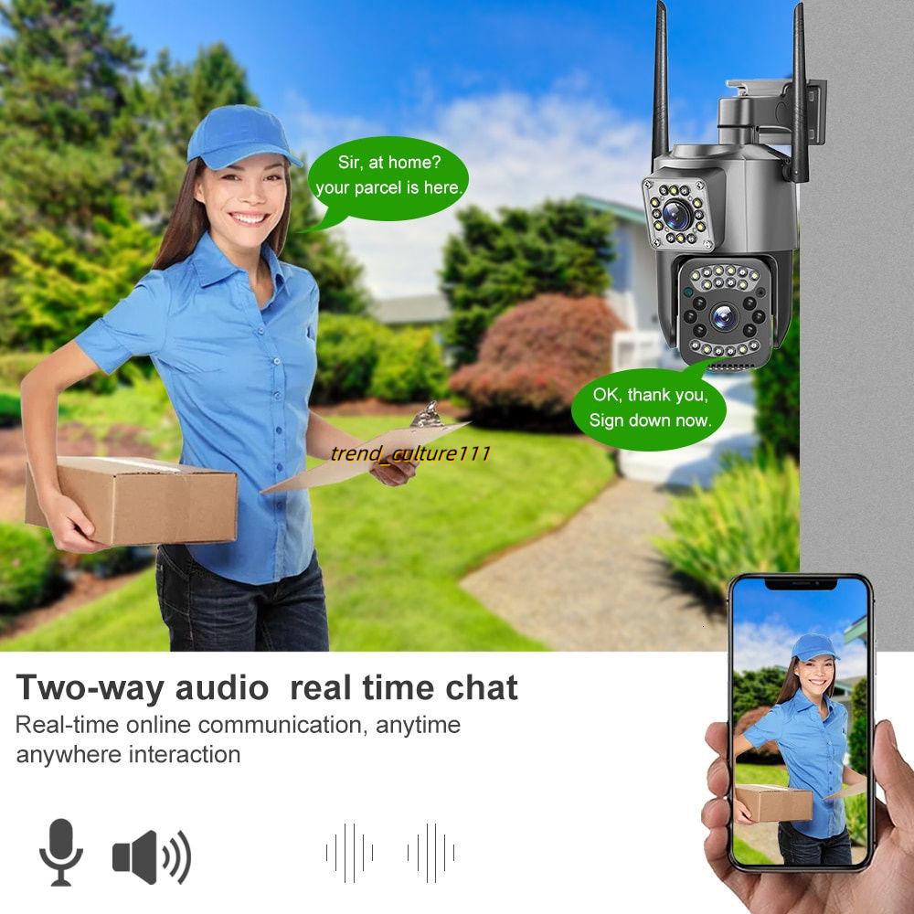 V380 PRO Dual Lens CCTV For Home WiFi IP Camera Wireless with Indoor and Outdoor Full Color Night Vision / Alarm Warning HD 1080P