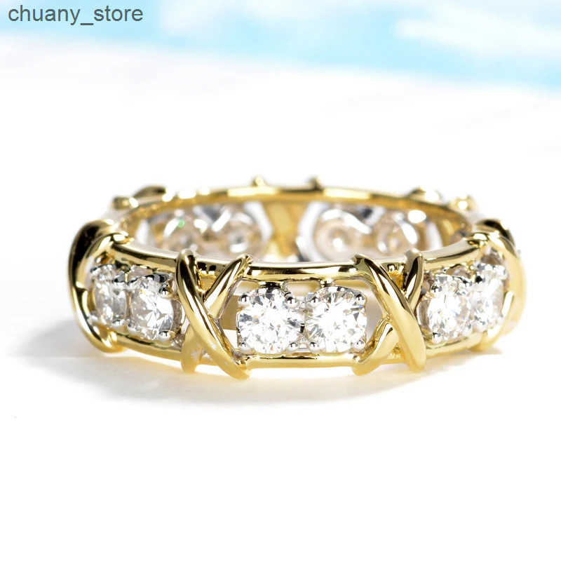 Infinity Eternity 14K Gold Lab Diamond Ring 925 Sterling Silver Engagement Wedding Rings For Women Men Party Finger Band Gift z250529EKN3