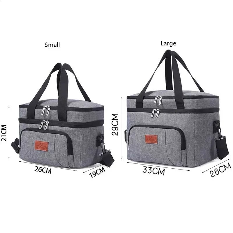 Multifunctional Double Layer Tote Cooler Lunch Bags for Women Men Large Capacity Travel Picnic Box with Shoulder Strap 250528