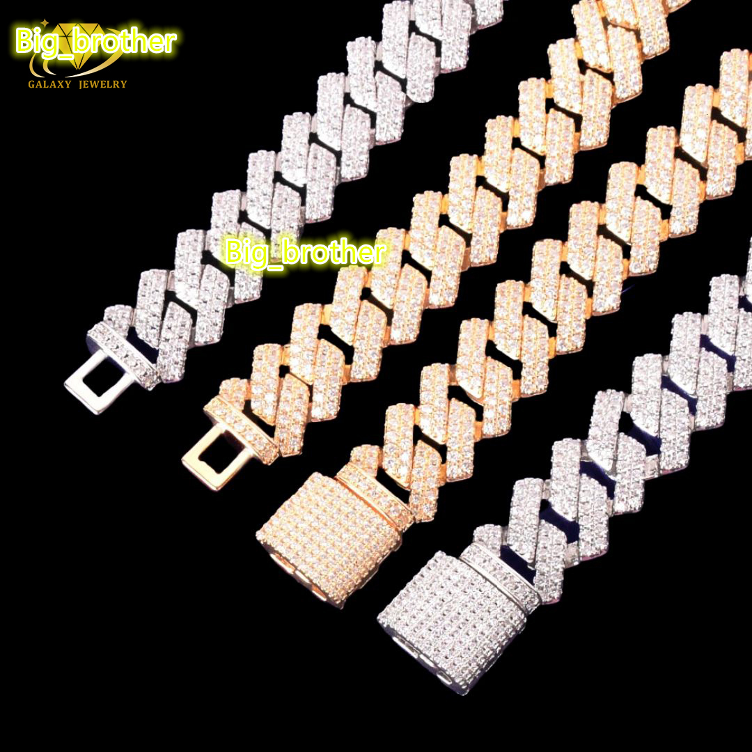 Hot Sale Pass Diamond Tester 2rows Prong Cuban Choker VVS Moissanite Diamond Miami Cuban Necklace Link Chain Hip Hop Jewelry