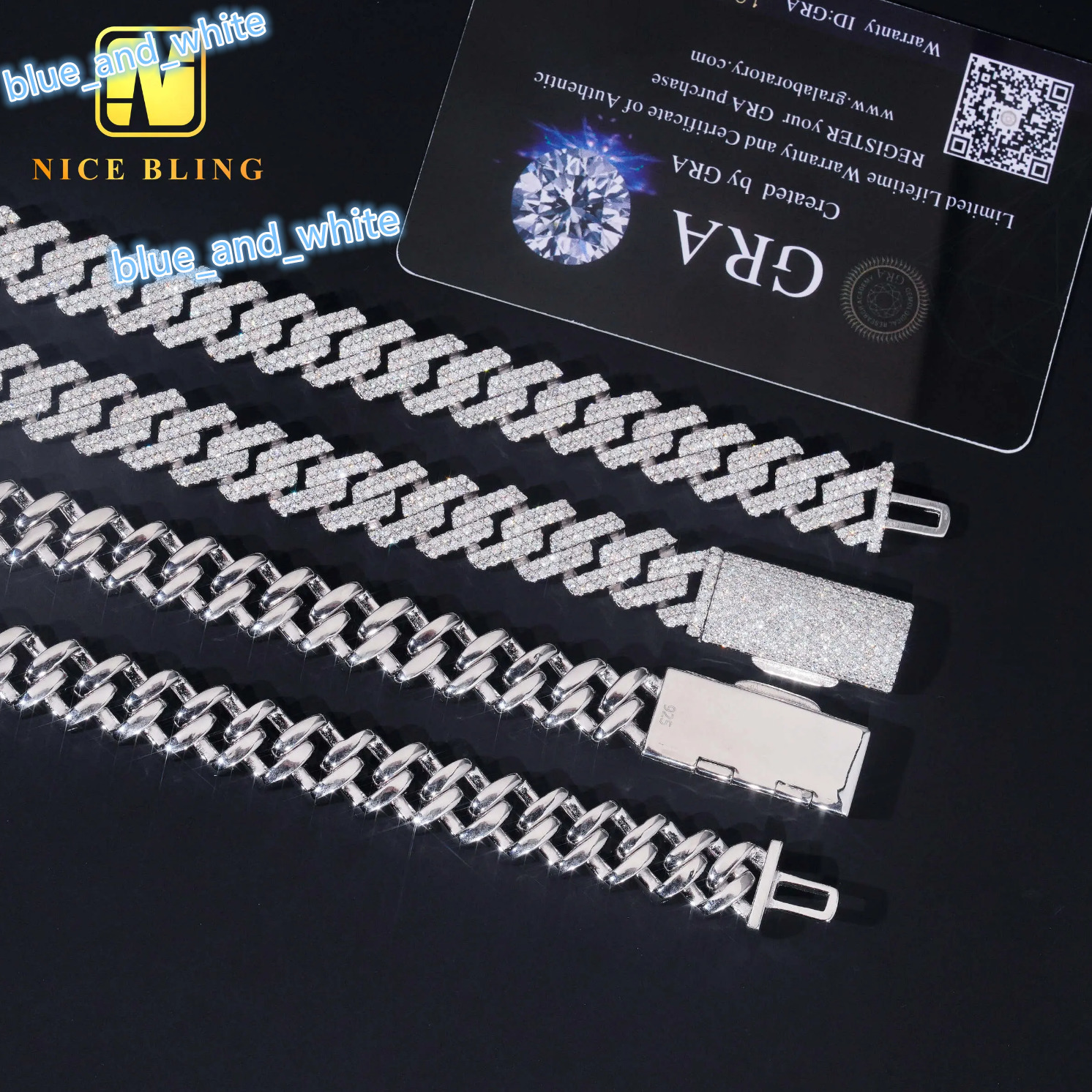 Hip Hop Jewelry Iced Out 925 Sterling Silver Moissanite Cuban Link Chain 12mm Fashion Men Jewelry Cuban Necklace Bracelet