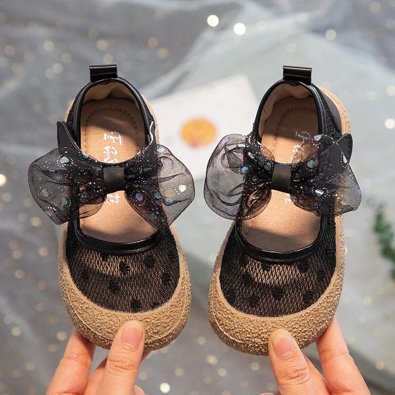 Girls Mesh Childrens Fashion Versatile Breathable Mary Jane Mesh Bow Summer and Spring Kids Princess Shallow Flats 250527