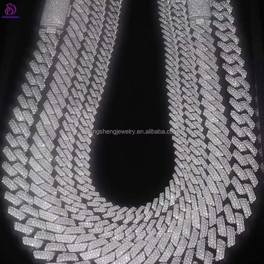 13mm 14mm 15mm High Quality 925 Sterling Silver Miami Cuban Link Chain Vvs Moissanite Fashion Jewelry Necklaces