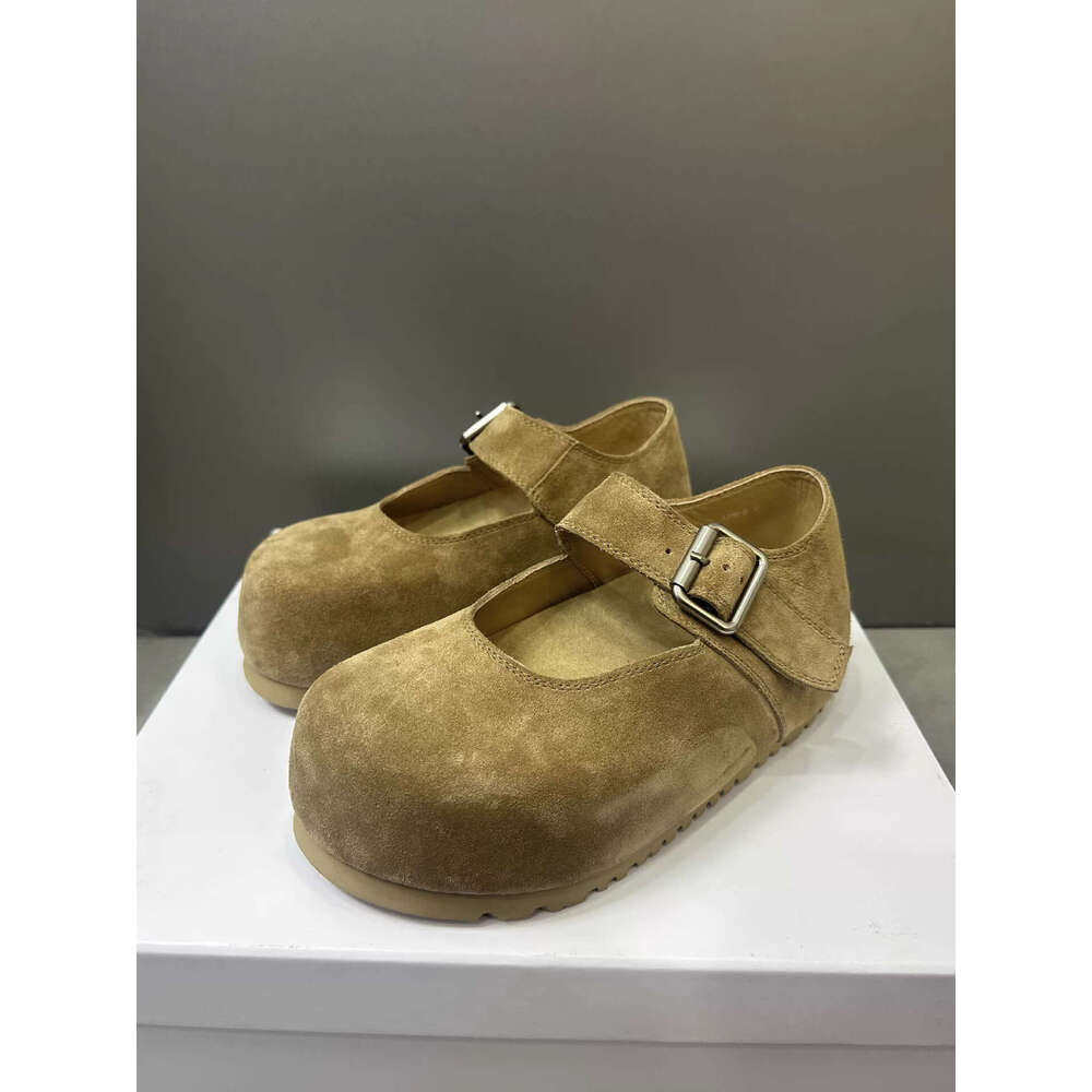 Cowhide Version ~ Korean Style Chunky Hidden Heel Shallow Mouth One-Strap Single for Women 2025 Spring Summer Mary Jane Shoes