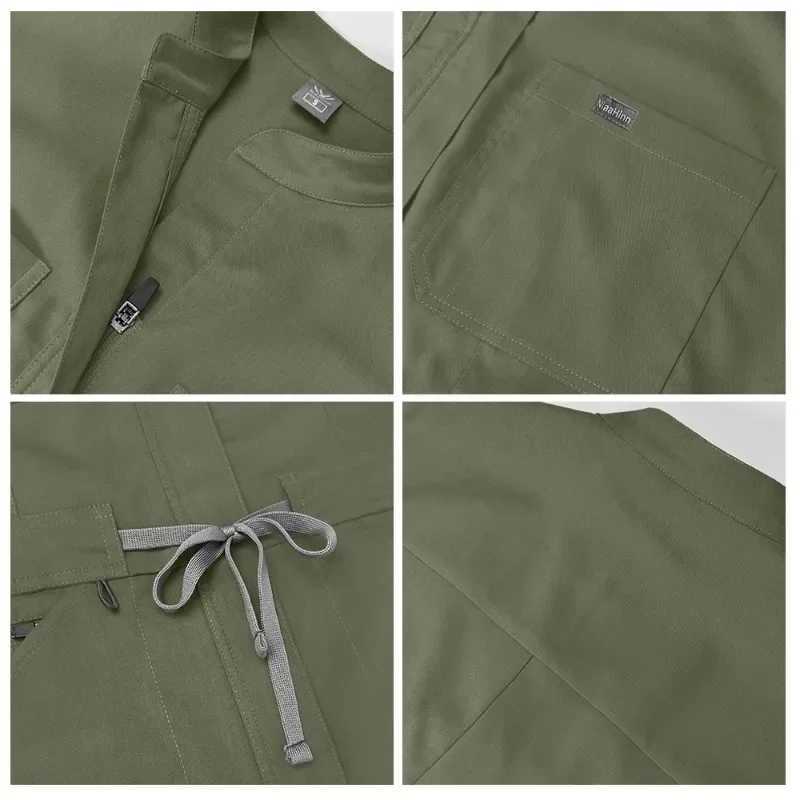 Zipper Mandarin Collar Nurse Scrub Jumpsuit Medical Uniforms Women Health Care Center Workwear Fashion Dentist Vet Outfits XJ250529
