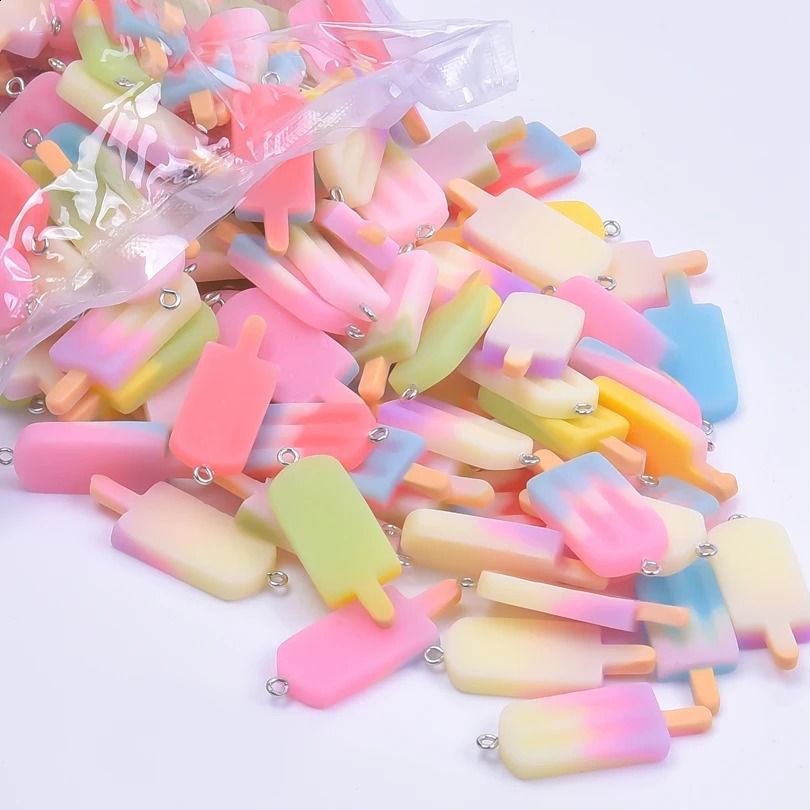103050100pcsLot Cute Summer Ice Cream Popsicle Icicle Charms Pendant For Jewelry Making Handmade DIY Earrings Necklace 250519