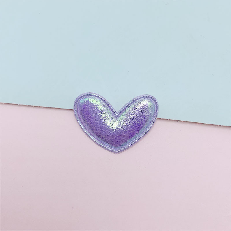 100Pcs 2.8x2CM Padded PU Leather Heart Patches Appliques for Clothes Hat Sewing Supplies DIY Headwear Hair Bow Decor