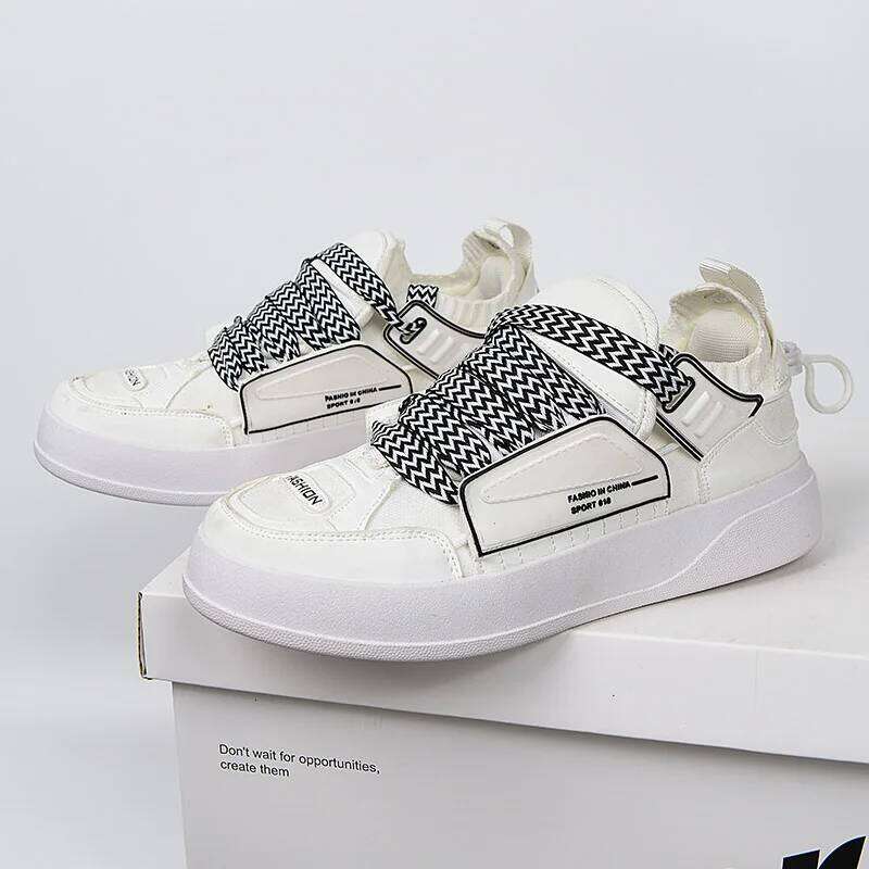 New Breathable Comfortable High Quality Summer PU Leather Flying Woven ing Platform Sneakers White Shoes39-45Lightw