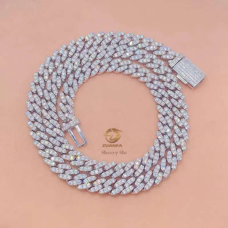 Hot Sell Drop Shipping Iced Out Vvs Diamond Hip Hop 8mm Moissanite Cuban Chain