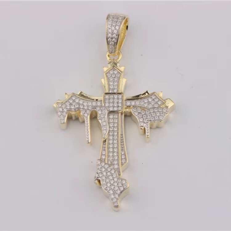 Top Selling 925 Sterling Silver Iced Out Diamond Tear Drop Cross Pendant for Men Handmade Gothic Mens Moissanite Pendant