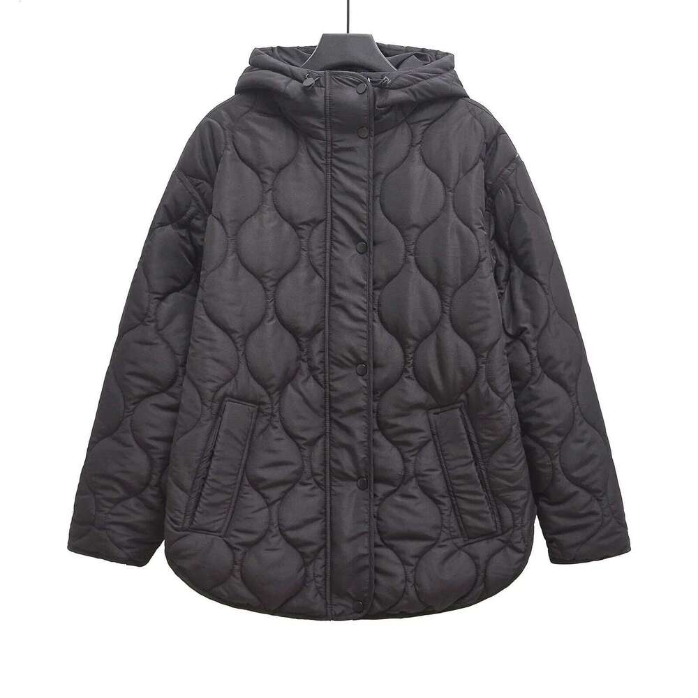 Winter New Style American Women's Hooded Long Sleeve Cotton Padded Jacket Loose Fit Casual Cardigan Large Size Lifestyle Co