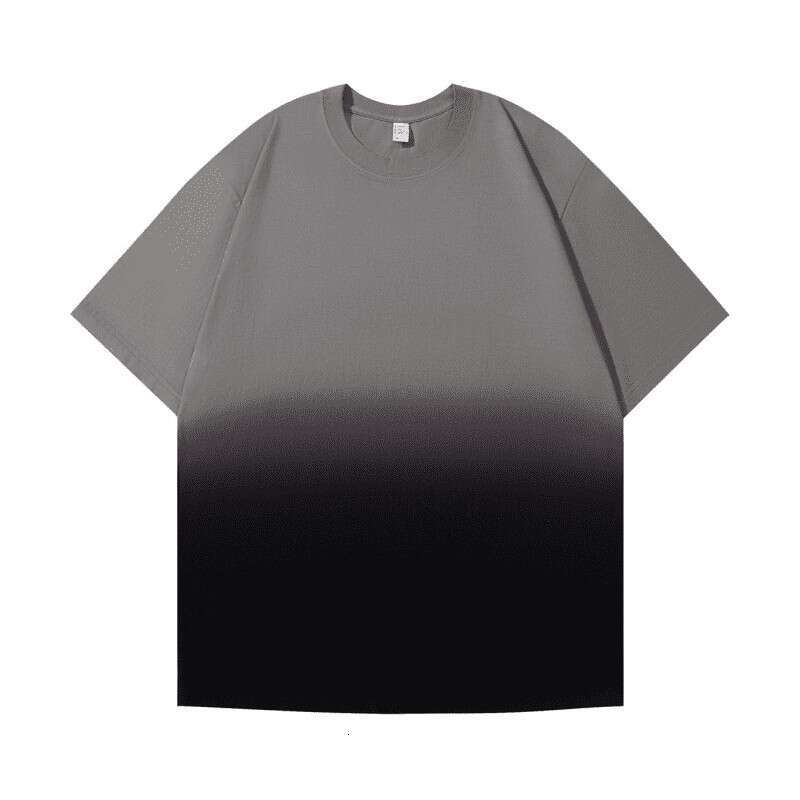 European and American Cross-Border Trade Exclusive 250g Gradient Color Loose Round Neck Trendy Brand Summer Short Sleeve T-Shirt
