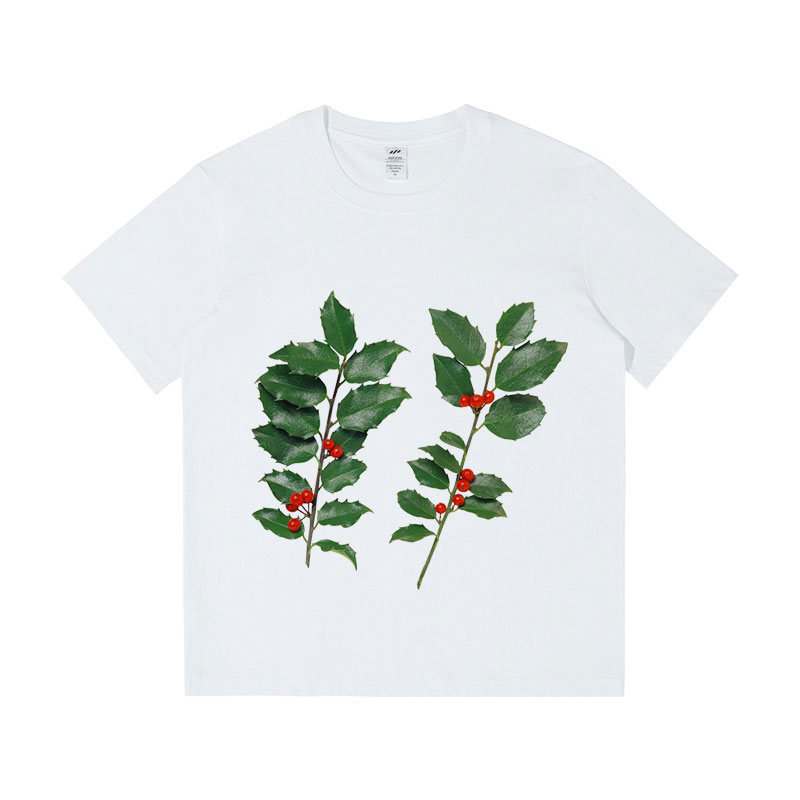 tengyu97 Designer Plant Printed Summer O-neck Short-sleeve Women T-shirts Casual Black White 100% Cotton S M L XL XXL XXXL Oversized Female Tops 2025 