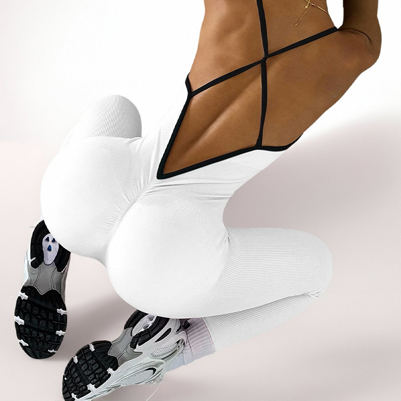 Breathable Womens Workout Jumpsuit Crossback Design with Crisscross Strap Support for Seamless Movement During Fitness Activities