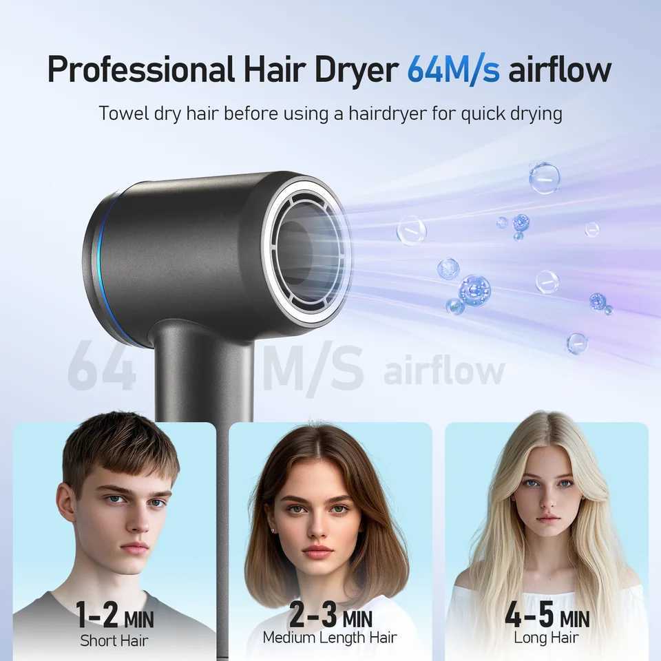 Professional bladeless hair dryer 120v professional negative ion hair dryer 1400w fast drying travel home hair dryerXJ250528