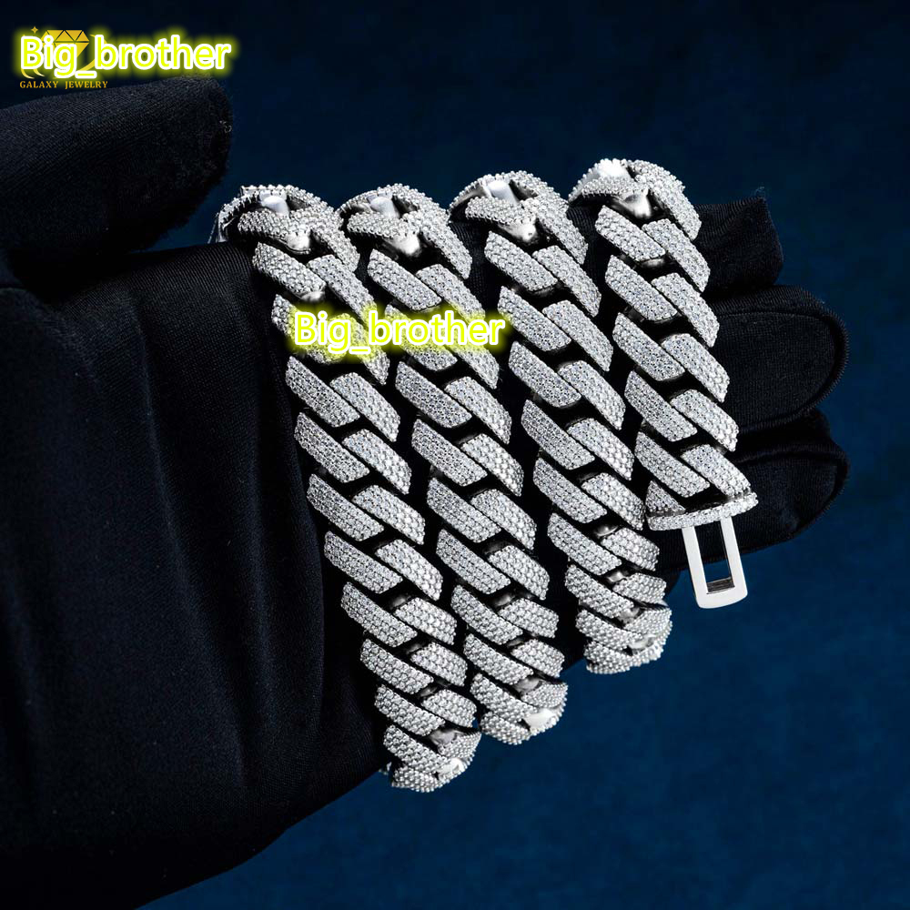 Hip Hop Jewelry Cubana 6-20mm 925 Sterling Silver VVS Moissanite Diamond Iced Out Cuban Link Chain Necklace Bracelet for Men