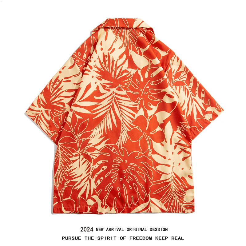 Summer mens floral shirt ed in Hawaiian beach style short sleeved casual shirt ice silk quick drying loose top 250526