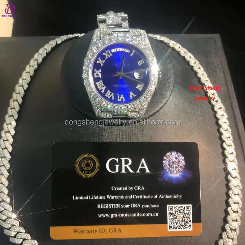 Pass Diamond Tester Gra Moissanite Jewelry Diamond 10mm Wide 925 Sterling Silver Cuban Link Chain for Rapper Hip Hop Necklace