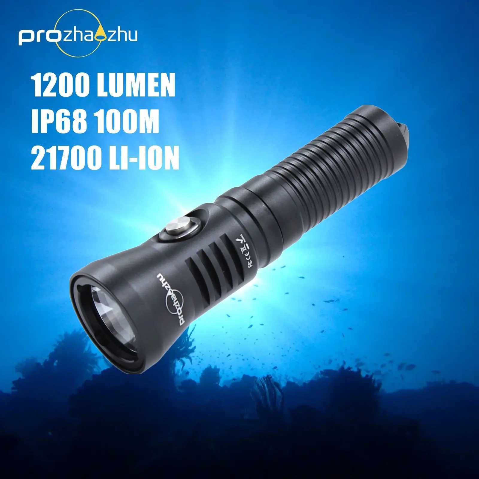 1200 Lumen Diving Light IP68 100M Aluminum Alloy 21700 Rechargeable Diving FlashlightXJ250529