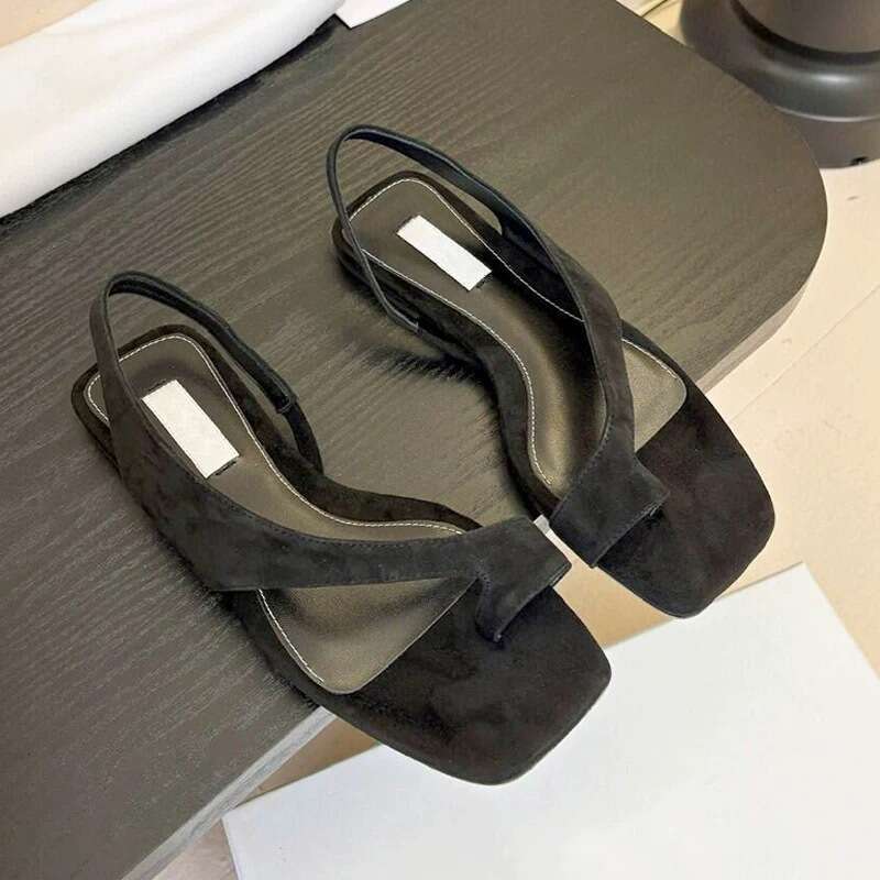 Sheepskin Version ~ Korean Style Square Open Toe Flat Roman Sandals for Women 2025 Summer New Beach Versatile Slippers
