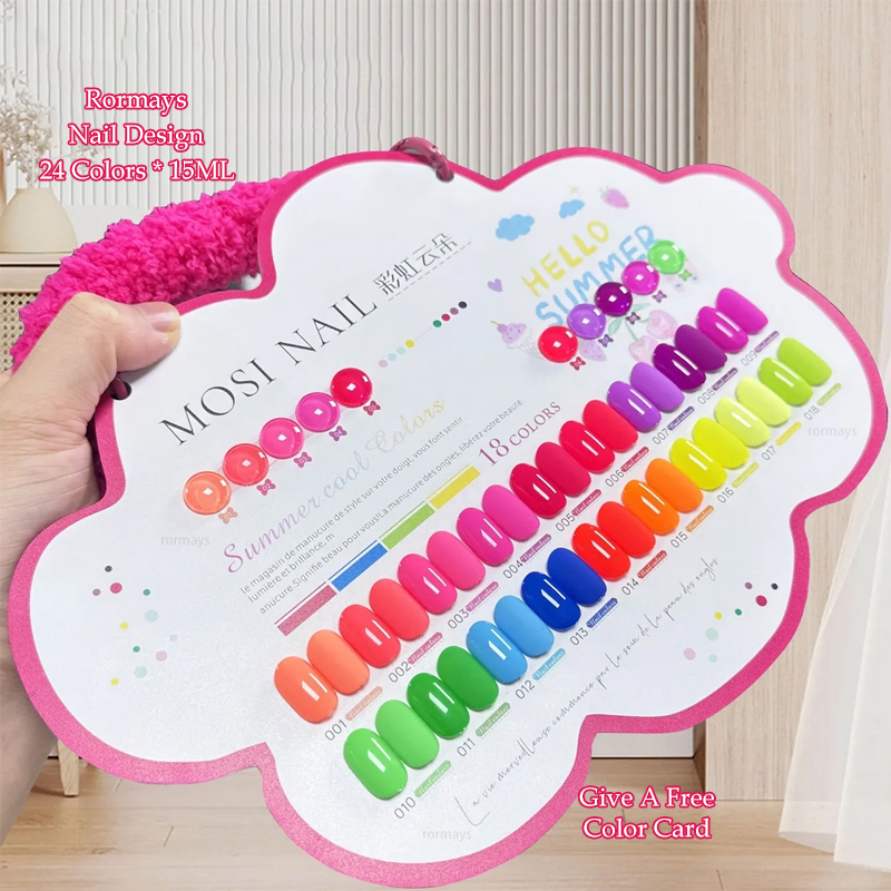 Rormays rainbow color gel polishing 18PCS mixed varnish semi permanent immersion fluorescent color ultraviolet LED primer salon Primer wholesale facto