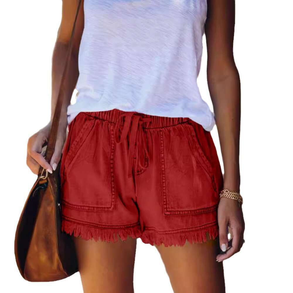 Shorts Women Denim Shorts Elastic Casual High Waist Slimming Fringe Denim Shorts For Women Jean Shorts