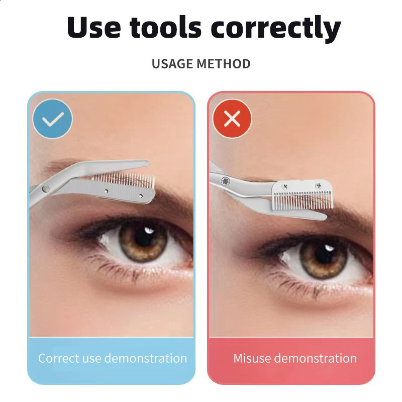 Eyebrow Scissors For Men And Women Makeup Tools One Metal Texture With Comb Razor Beauty Stainless Steel 250516