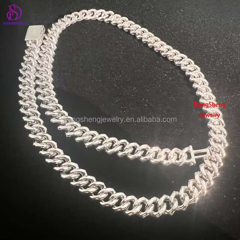Pass Diamond Tester Gra Moissanite Jewelry Diamond 10mm Wide 925 Sterling Silver Cuban Link Chain for Rapper Hip Hop Necklace
