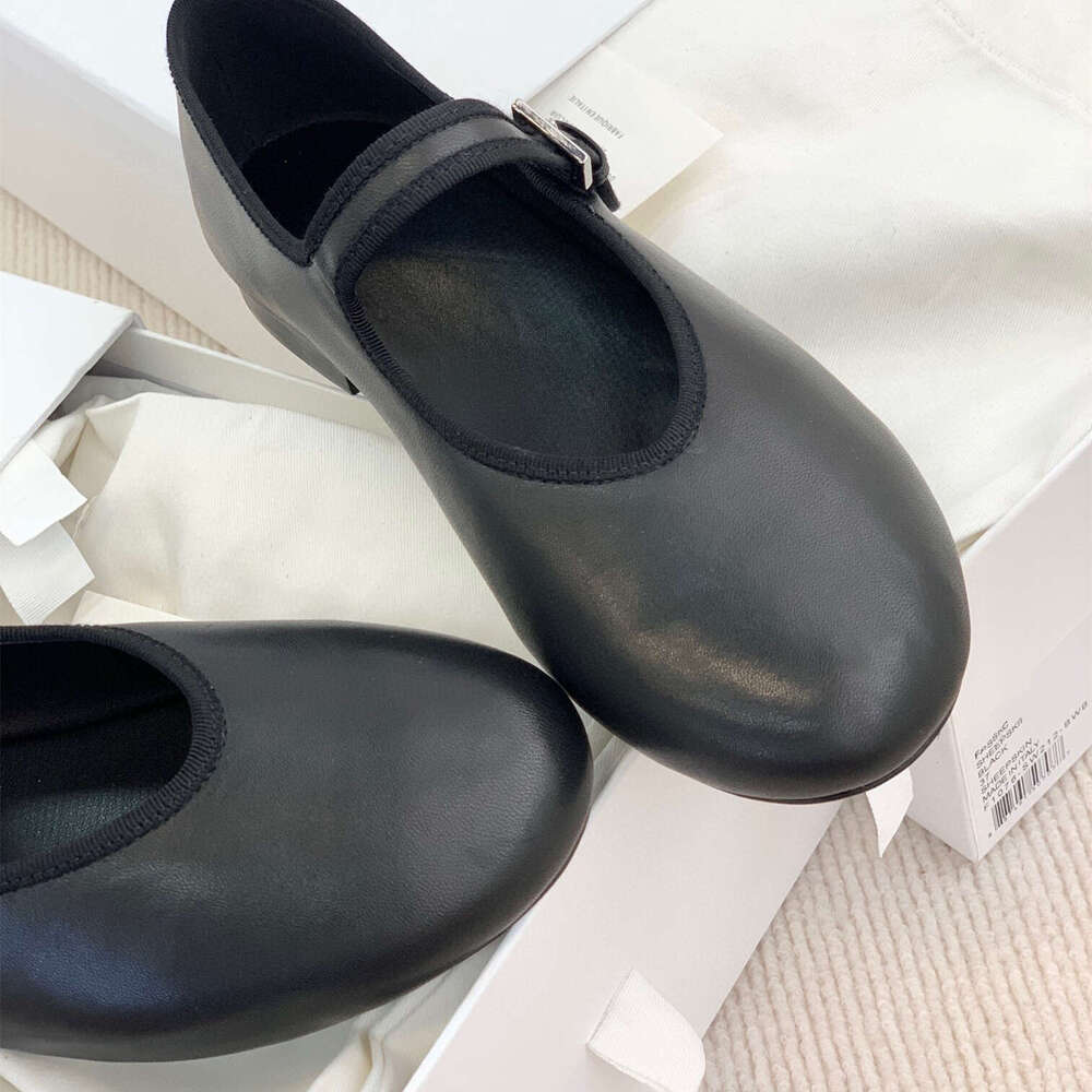 Genuine Leather Soft Surface Round Toe Flat Ballet One-Strap Mary Jane Women's Granny Single Shoes Spring Summer Style