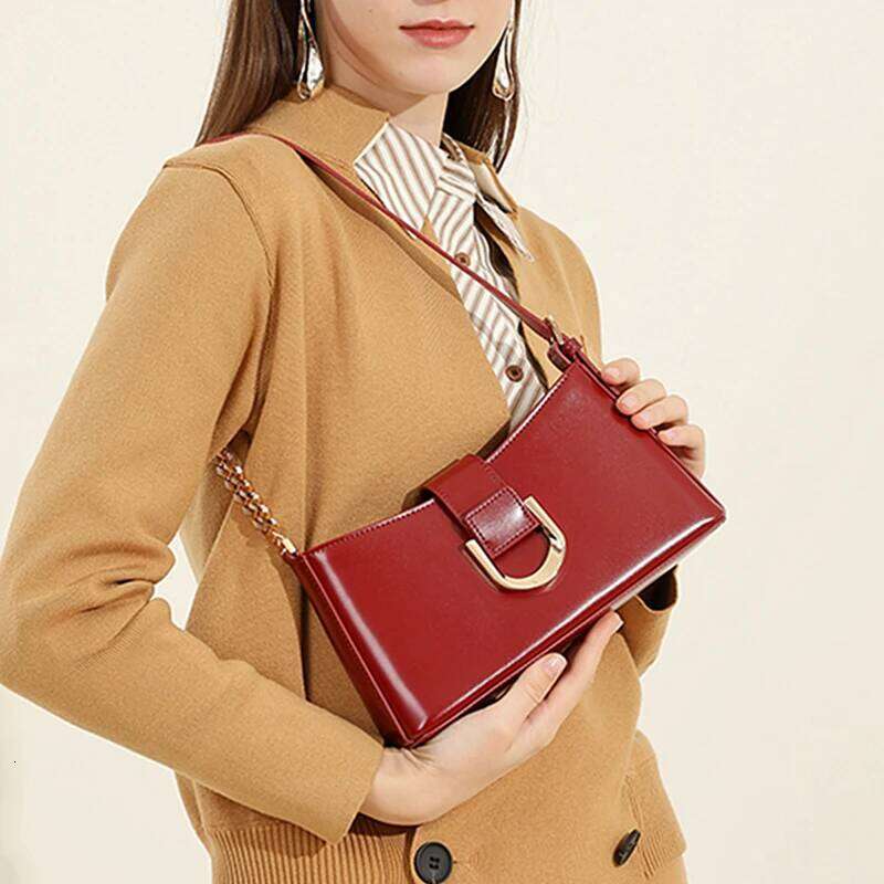 Toptrends Cowhide Genuine Leather Underarm Shoulder Bags For Women 2025 Designer Crossbody Purses Chain Ladies Handbags