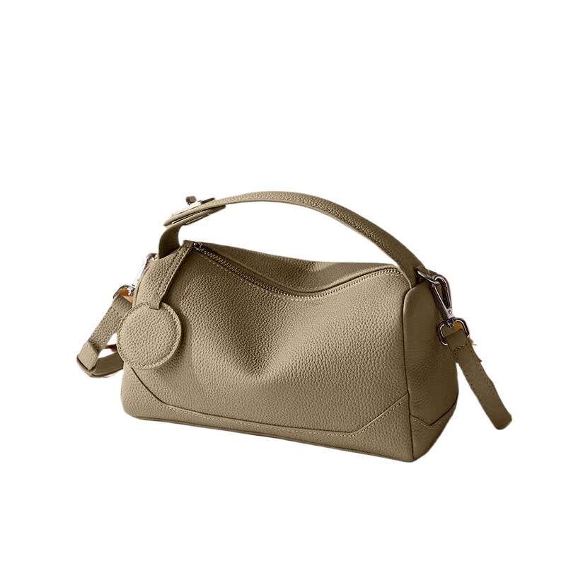 Designer Bag New Genuine Leather Crossbody Boston Bag Vegetable Tanned Cowhide Women Shoulder Elegant Buckle Handbag Black Brown