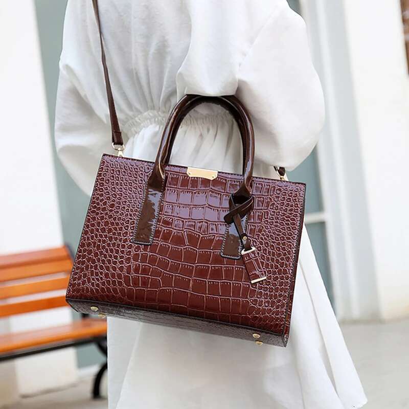 Crocodile Print Women Handbags Purse Tote Adjustable Strap Top Handle Bag Large Capacity Crossbody Bags Work Travel Gift