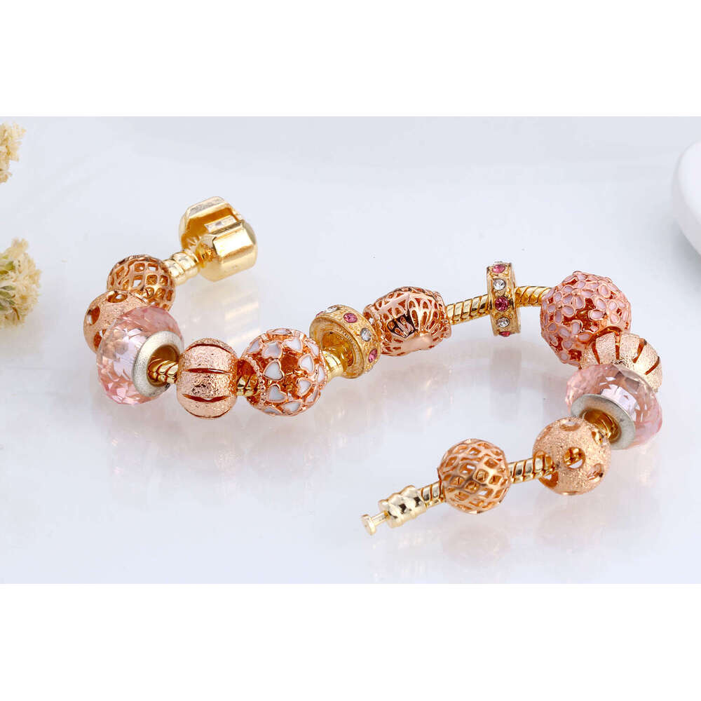 Style Rose Gold Alloy Glass DIY Bead Bracelet