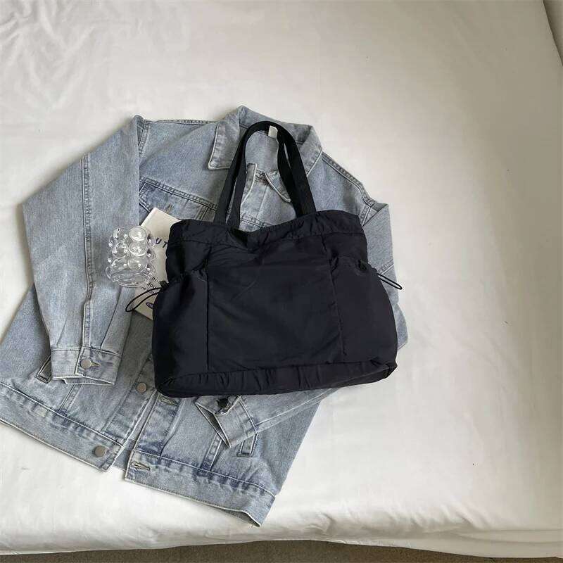 1 Piece Large Capacity Tote Fashion Shoulder Canvas Work Commuting Bucket Bag