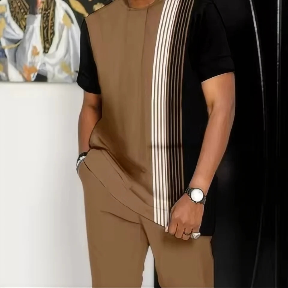 Summer fashion mens sportswear short sleeved Tshirtpants twopiece set for wear 2024 Joogers clothing 3D printed pa 250520Z