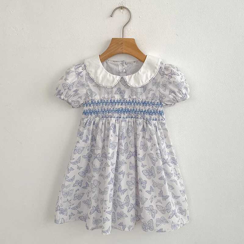 Sisters Dress Girls Sweet Dress Summer Childrens Blue Bow Casual Dress Baby Clothes Sweet Elegant Temperament Princess Dress R250530