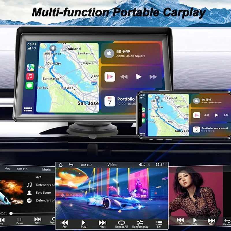 Car dvr 7inch Car Radio Multimedia Video Player Wireless CarPlay Android Auto Universal Car Touch Screen AUX Bluetooth 5.0 R250529
