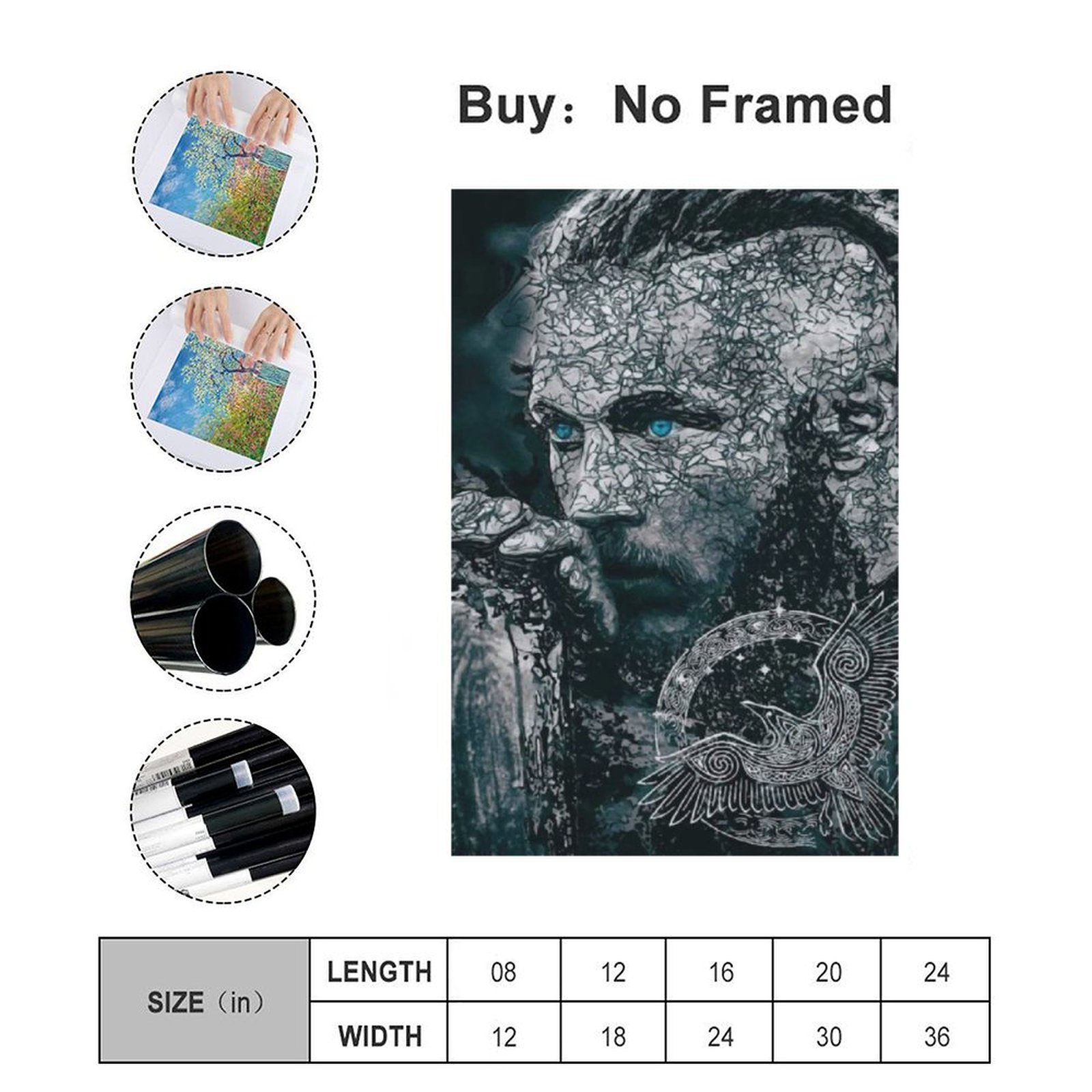 Wall Art Painting Viking Ragnar Canvas Prints Wall Painting Wall Art Decor Print Picture Paintings for Living Room Home Decor Luxury Unframe