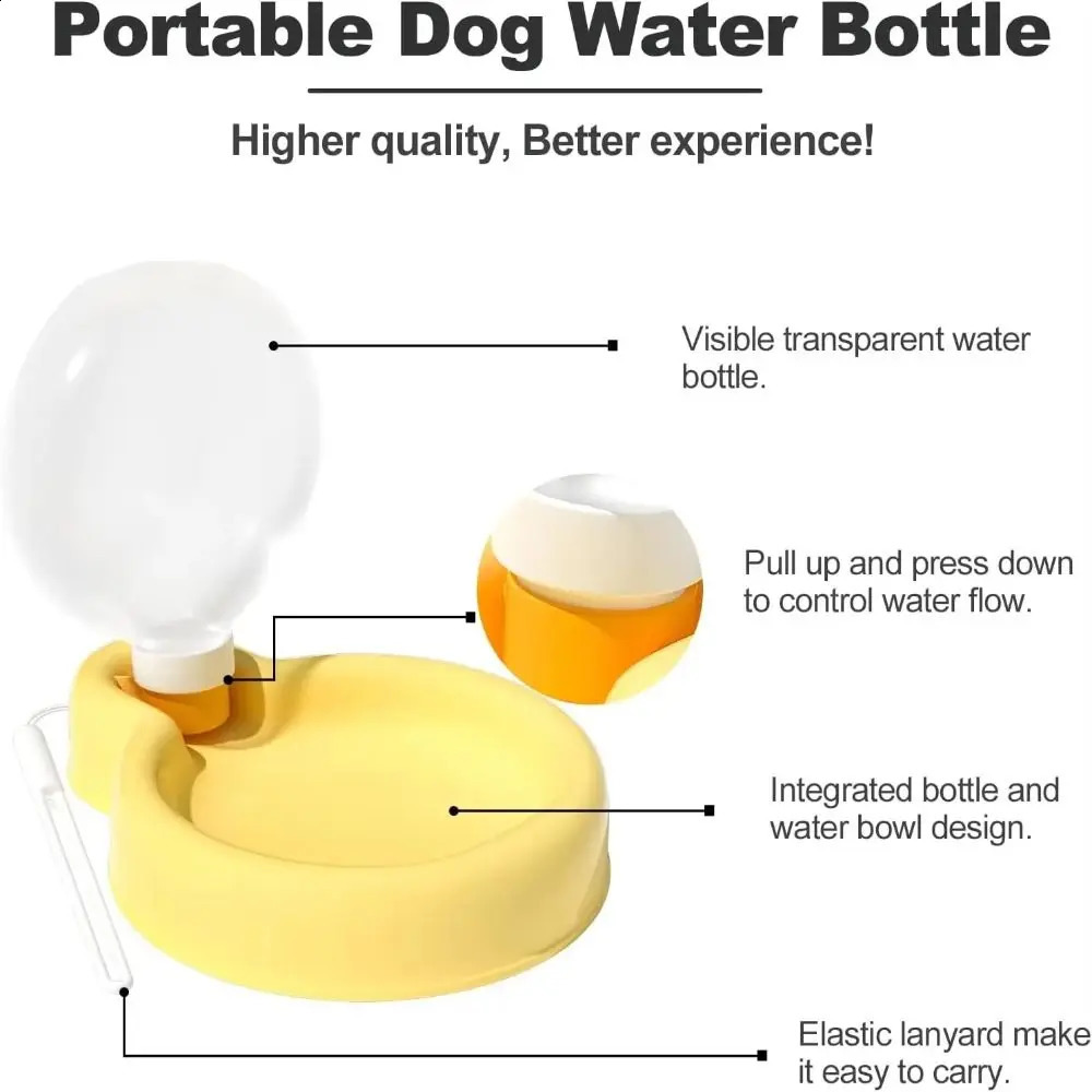 free shipping 350/500ml Dog Bottle Foldable Sealed Puppy Cat Drinking Bowl with Handle Portable Pet Water Dispenser Hiking 250527
